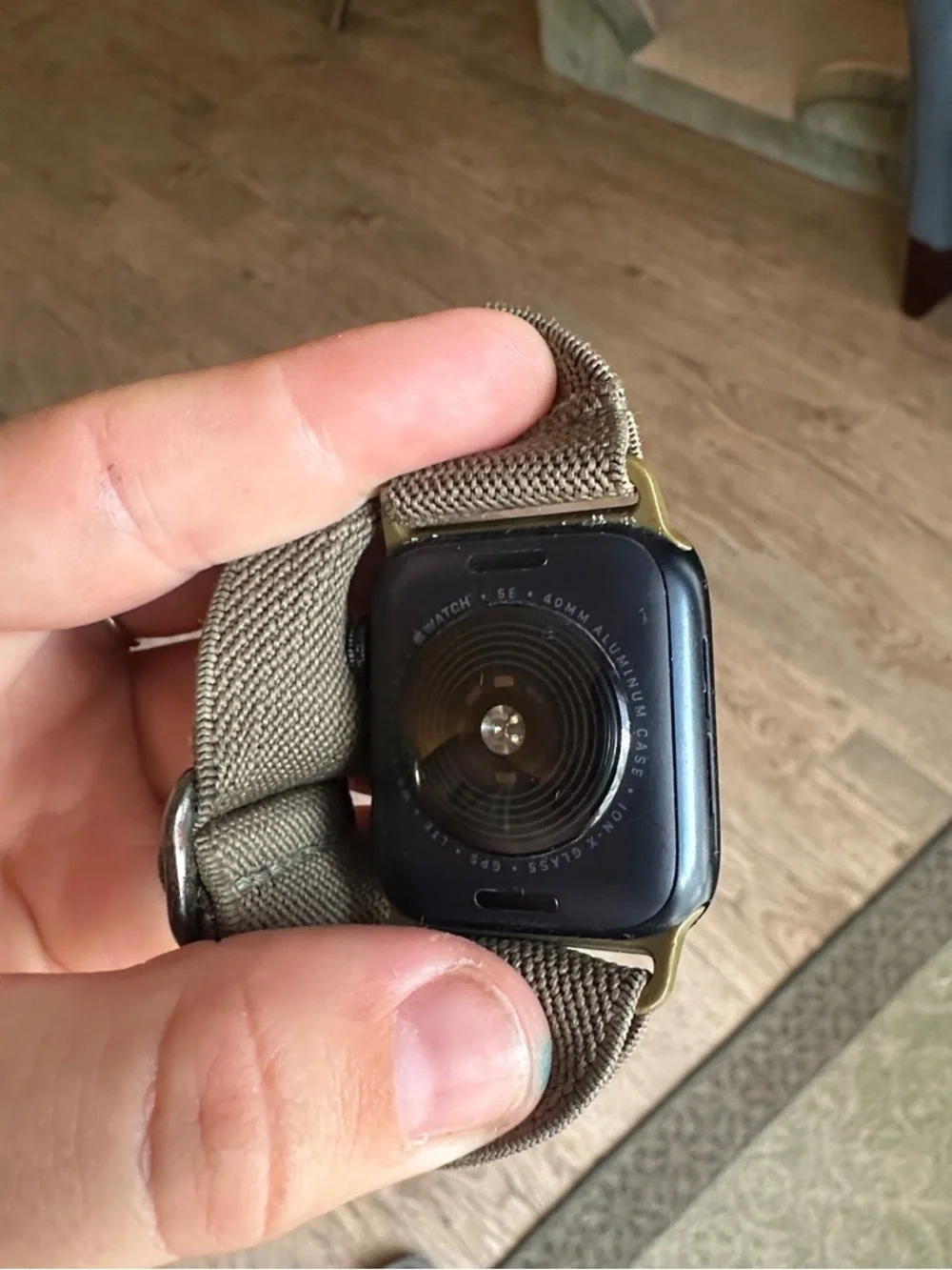 Smartwatch with Olive Green Fabric Loop Band